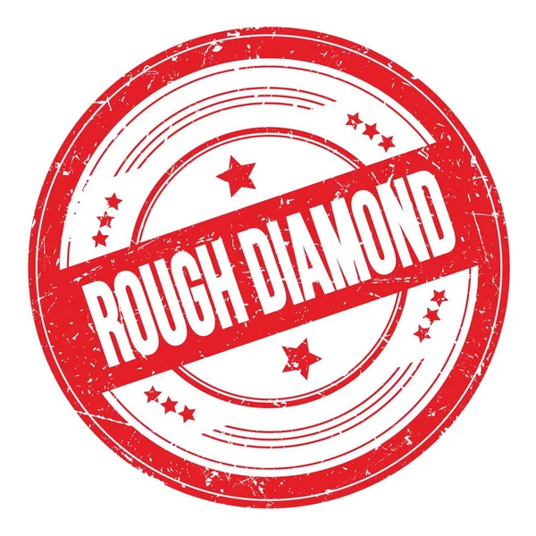 Rough Diamond Text Auf Rotem Rundem Grungy Texturstempel — Stockfoto