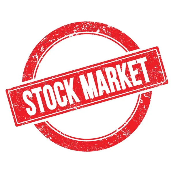 Stock Market Kırmızı Grungy Yuvarlak Vintage Pul Metni — Stok fotoğraf