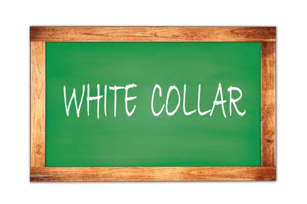 White Collar Text Written Green Wooden Frame School Blackboard — Stock Photo, Image