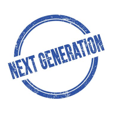 NEXT GENERATION mavi grungy vintage yuvarlak pul üzerine yazılmış metin.