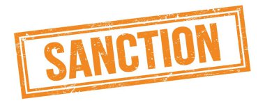 Turuncu grungy vintage dikdörtgen damgalı SANCTION metin.