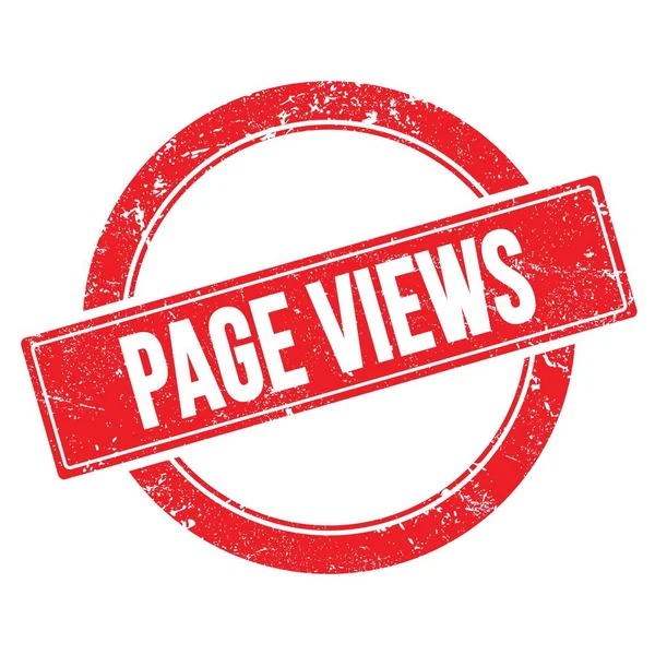 Page Views Tekst Czerwonym Grungy Okrągły Znaczek Vintage — Zdjęcie stockowe