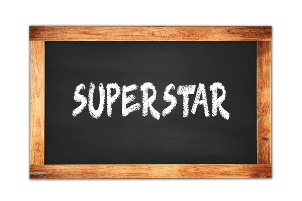 Superstar文字写在黑色木制框架学校黑板上 — 图库照片