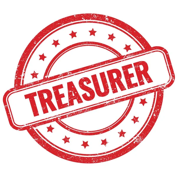 Treasurer Texto Rojo Vintage Grungy Ronda Sello Goma —  Fotos de Stock