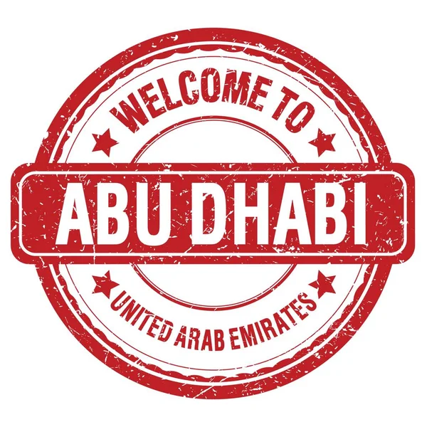 Welcome Abu Dhabi United Arab Emirates Words Written Red Grungy — Stock Photo, Image