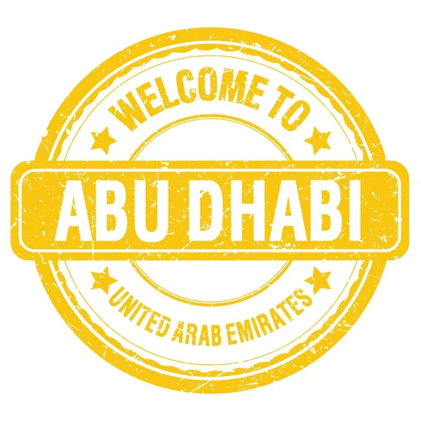 Welcome Abu Dhabi United Arab Emirates Words Written Yellow Grungy — Stock Photo, Image