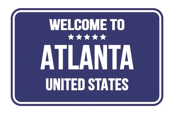 Welcome Atlanta United States Blue Rectangle Street Sign Stamp — Stock Photo, Image