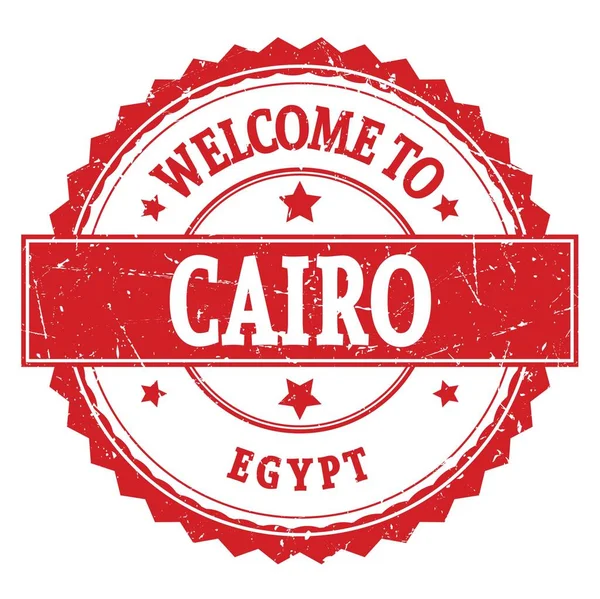 Benvenuti Cairo Egitto Parole Scritte Sul Timbro Rosso Rotondo Zig — Foto Stock