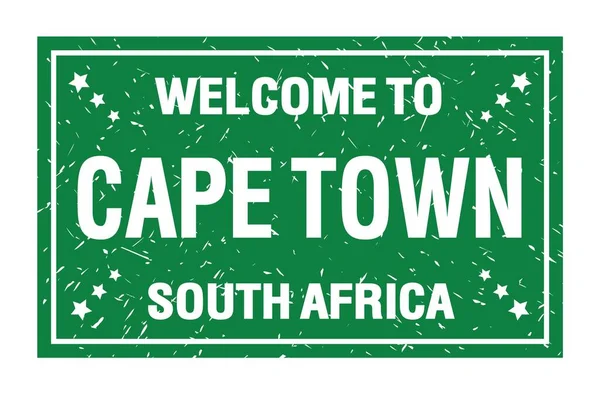 Приходите Нам Южная Африка Слова Написанные Зеленом Прямоугольном Флаге — стоковое фото