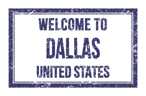 Welcome Dallas United States Words Written Blue Rectangle Post Stamp — Stock Photo, Image