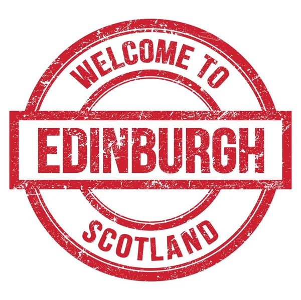 Vítejte Edinburgh Scotsko Slova Napsaná Červeném Kruhovém Jednoduchém Razítku — Stock fotografie