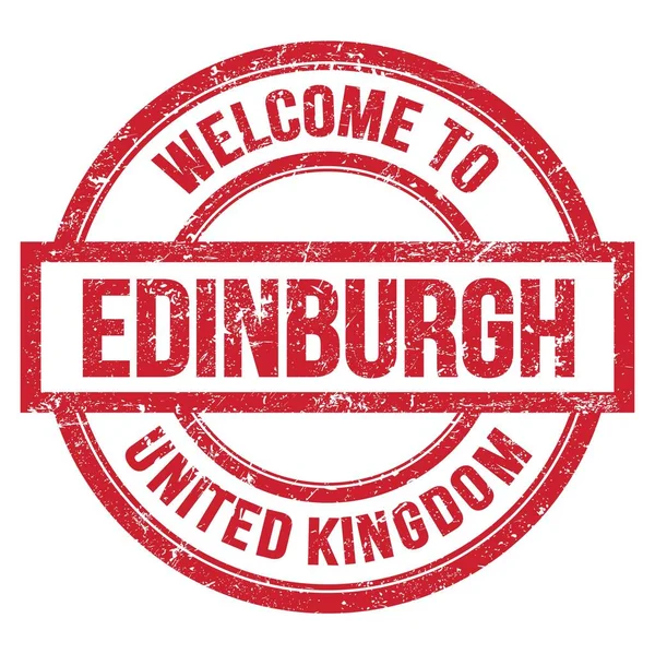 Vítejte Edinburgh Spojené Království Slova Napsaná Červeném Kruhovém Jednoduchém Razítku — Stock fotografie