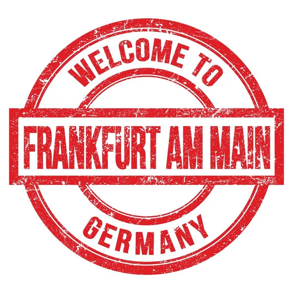 Bienvenue Frankfurt Main Allemagne Mots Écrits Sur Timbre Simple Rond — Photo