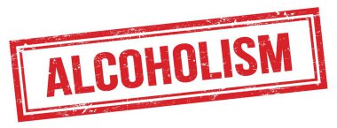 Kırmızı grungy vintage dikdörtgen damgalı ALCOHOLISM metin.