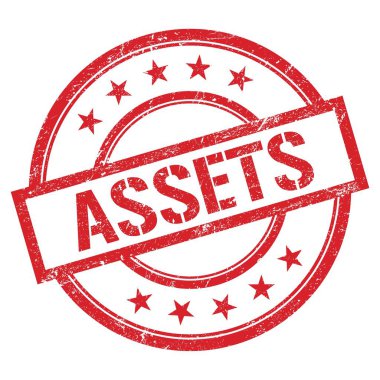 Kırmızı yuvarlak plastik damga üzerine yazılmış ASSETS metni.