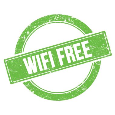 WIFI özgür metin yeşil grungy yuvarlak vintage pul.