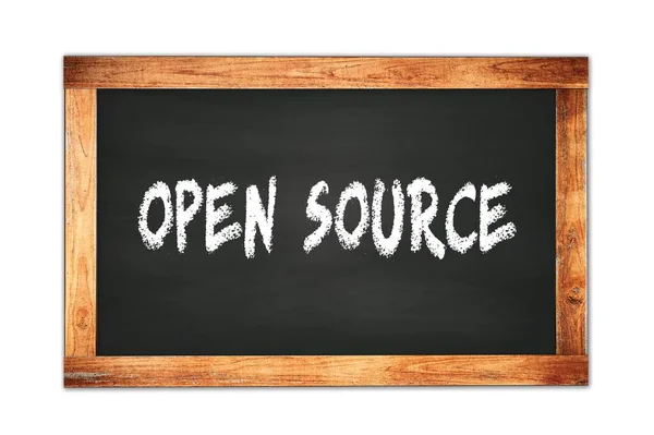 Open Source Tekst Napisany Czarnej Drewnianej Tablicy Szkolnej — Zdjęcie stockowe