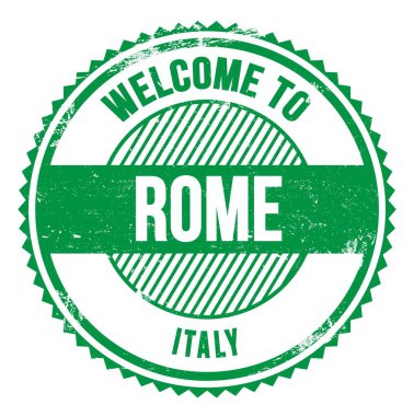Roma 'ya Hoşgeldiniz - İtalya, yeşil zig zag damgası üzerine yazılmış kelimeler
