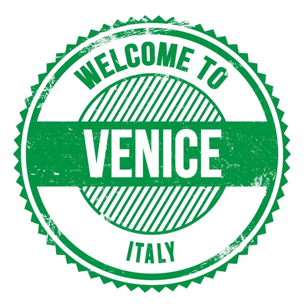 Bienvenidos Venecia Italia Palabras Escritas Zig Zag Verde — Foto de Stock