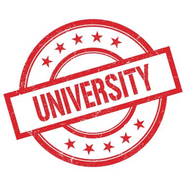 ÜNİVERSITY kırmızı yuvarlak lastik damga üzerine yazılmış metin.
