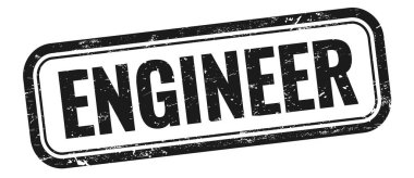 Siyah grungy vintage dikdörtgen damgalı ENGINEER metni.