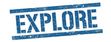 Mavi grungy satır işareti üzerinde EXPLORE metin.