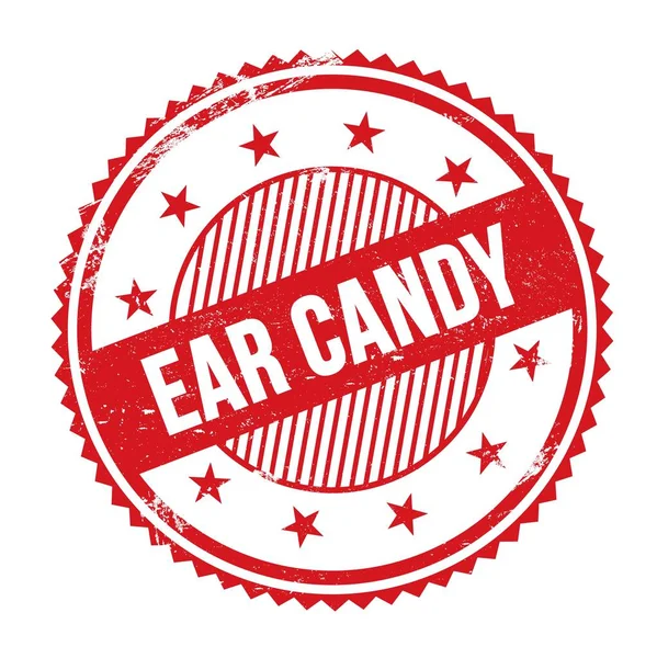 Ear Candy Tekst Napisany Czerwonym Grungy Zygzakowate Granice Okrągły Znaczek — Zdjęcie stockowe