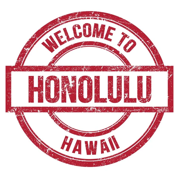 Welkom Honolulu Hawaii Woorden Geschreven Rode Ronde Eenvoudige Stempel — Stockfoto