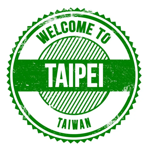 Bienvenidos Taipei Taiwan Palabras Escritas Zig Zag Verde — Foto de Stock