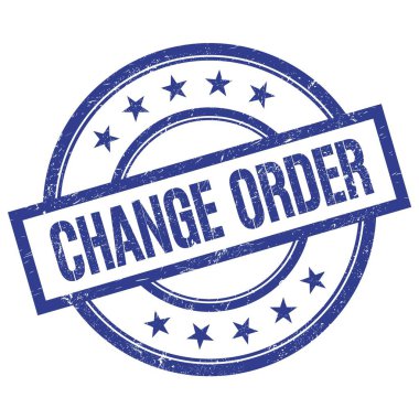 Mavi yuvarlak vintage kauçuk damga üzerine yazılmış Değişiklik Sıralama metni.