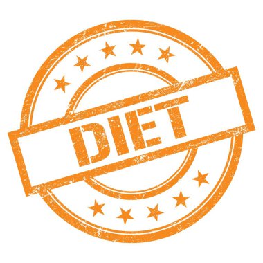 Turuncu yuvarlak vintage kauçuk damgalı diyet metni.