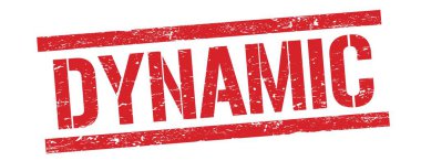 Kırmızı grungy dikdörtgen damga işareti üzerinde DYNAMIC metin.