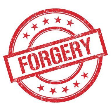 Kırmızı yuvarlak vintage kauçuk damgalı ForGERY metin.