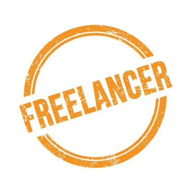 Turuncu grungy vintage yuvarlak pulla yazılmış FREELANCER metni.