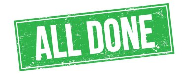 Yeşil grungy dikdörtgen damga işareti üzerindeki tüm işlemler tamamlandı.