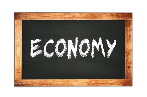 Economy Text Auf Schwarzer Holzrahmen Schultafel Geschrieben — Stockfoto