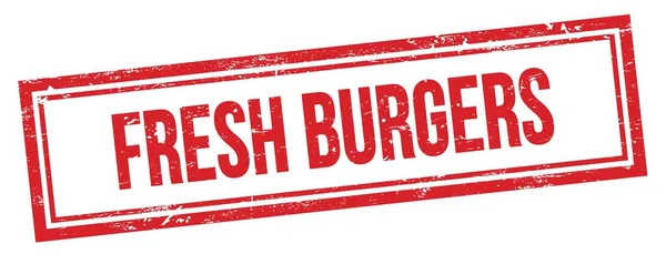 Fresh Burgers Texto Rojo Grungy Vintage Rectángulo Sello — Foto de Stock
