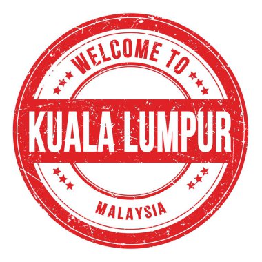 KUALA LUMPUR 'a Hoşgeldiniz - Malezya, kırmızı yuvarlak bozuk para damgası üzerine yazılmış kelimeler