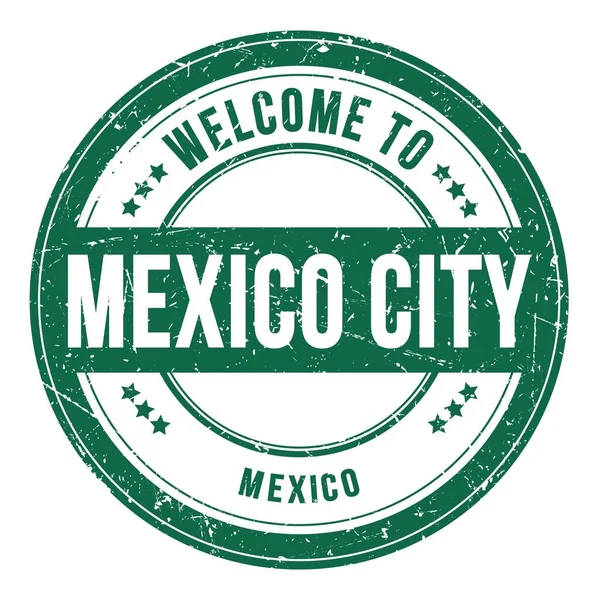 Welcome Mexico City Mexico Words Written Green Coin Stamp — Stock Photo, Image