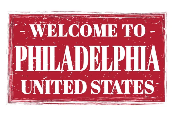 フィリップへようこそ アメリカ合衆国 ワードは赤の四角形のポストスタンプに書かれて — ストック写真
