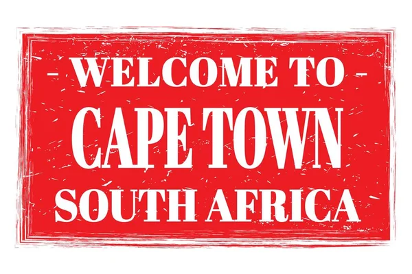 Bienvenidos Cape Town Sudáfrica Palabras Escritas Sello Postal Del Rectángulo —  Fotos de Stock