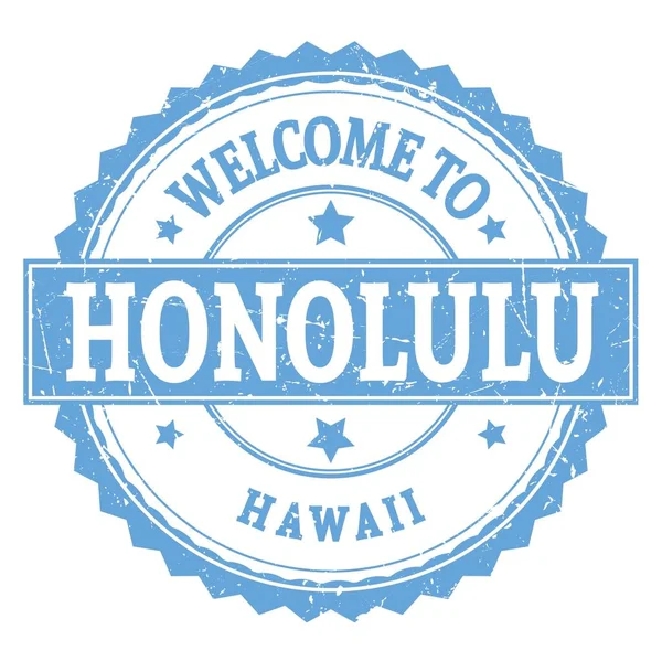 Welkom Honolulu Hawaii Woorden Geschreven Lichtblauwe Ronde Zig Zag Stempel — Stockfoto