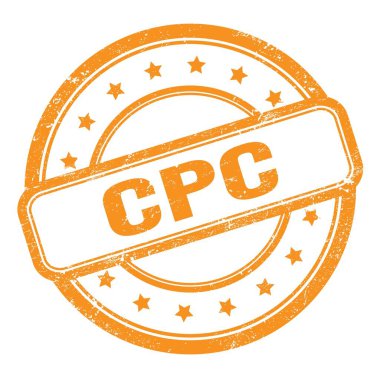 Turuncu grungy vintage yuvarlak kauçuk damgalı CPC metin.