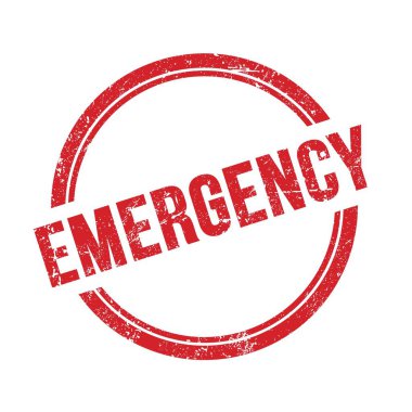 Kırmızı grungy vintage yuvarlak pul üzerine yazılmış EMERGENCY metin.