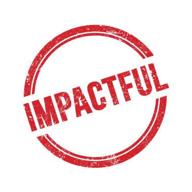 Kırmızı grungy vintage yuvarlak pul üzerine yazılmış IMPACTFUL metni.