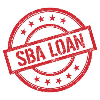SBA kredi metni kırmızı yuvarlak plastik damga üzerine yazılmış.