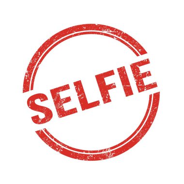 SELFIE metin kırmızı grungy vintage yuvarlak pul üzerine yazılmış.