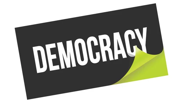 Democracia Texto Escrito Etiqueta Adhesiva Verde Negro — Foto de Stock