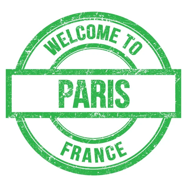 Welcome Paris France Words Written Yellow Simple Stamp — ストック写真