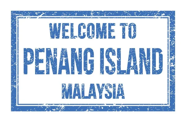 Bem Vindo Ilha Penanga Malásia Palavras Escritas Retângulo Azul Claro — Fotografia de Stock